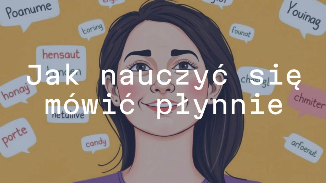 Person speaking fluently in a foreign language, confident expression, surrounded by speech bubbles with multilingual text, warm and encouraging atmosphere, illustrative style.