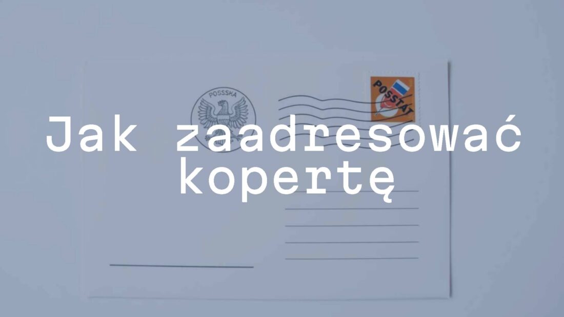 A properly addressed envelope with sender and recipient details, Polish postage stamp, realistic, clean background.