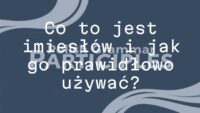 A visual representation of Polish grammar, featuring imiesłów (participle) concept, abstract and educational style, with flowing text elements and a clean, modern design.
