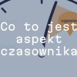 A detailed illustration of a clock with Polish verbs written on it, showing completed and ongoing actions, educational vibe, clean and clear design.