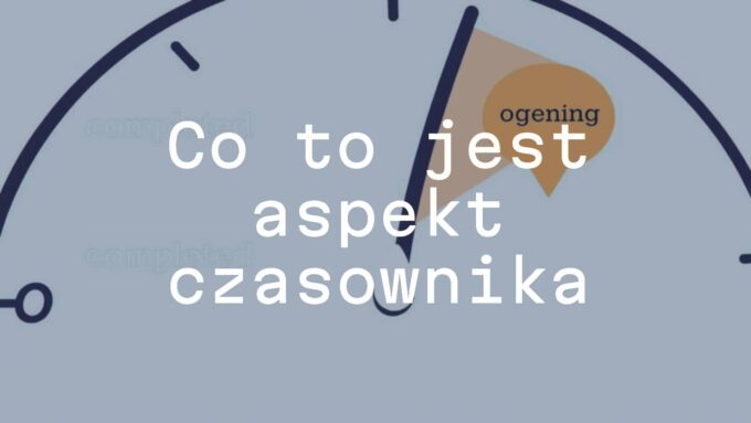 A detailed illustration of a clock with Polish verbs written on it, showing completed and ongoing actions, educational vibe, clean and clear design.
