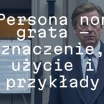 A stern-looking diplomat standing outside an embassy with a 'Persona Non Grata' sign, official atmosphere, muted tones, realistic.