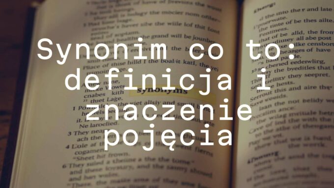 A dictionary page showing synonyms, highlighted words 'auto' and 'samochód', vintage style, warm lighting, illustrative.