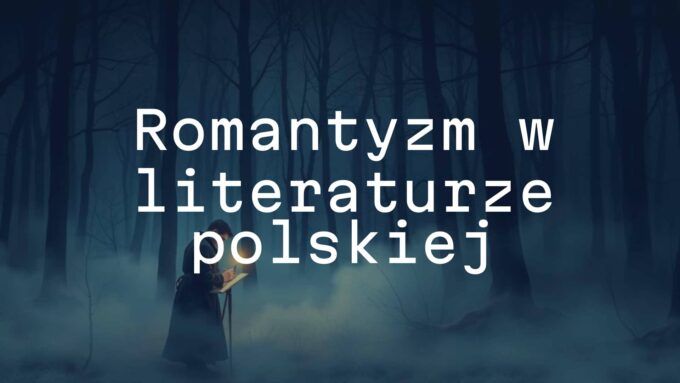 Romantic era Polish literature, dramatic and emotional scene, misty forest, a lone poet writing by candlelight, national symbolism, historical ambiance, melancholic mood, painterly style.